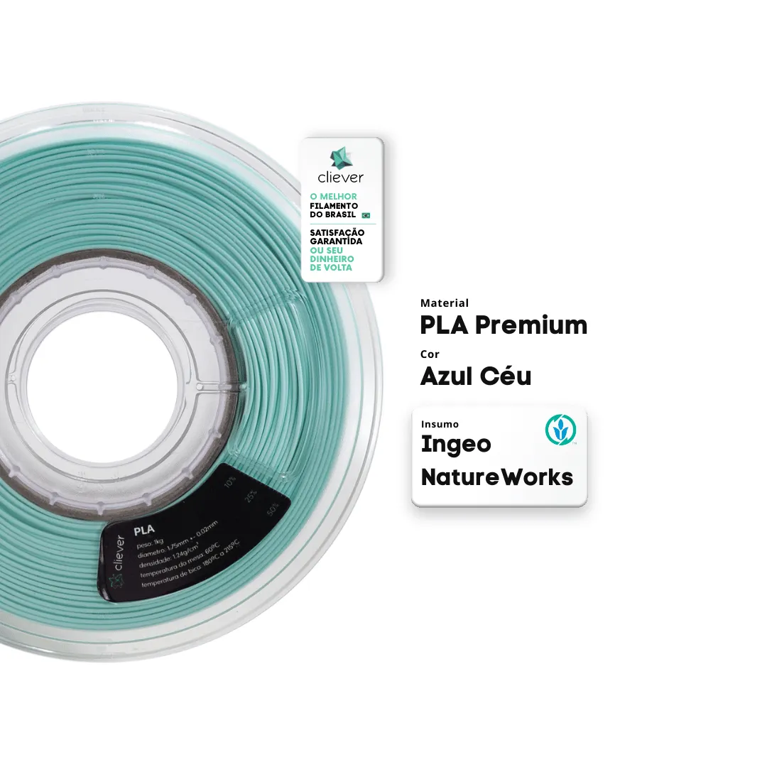 Filamento Cliever 1Kg PLA - Azul Céu - Imagem 2