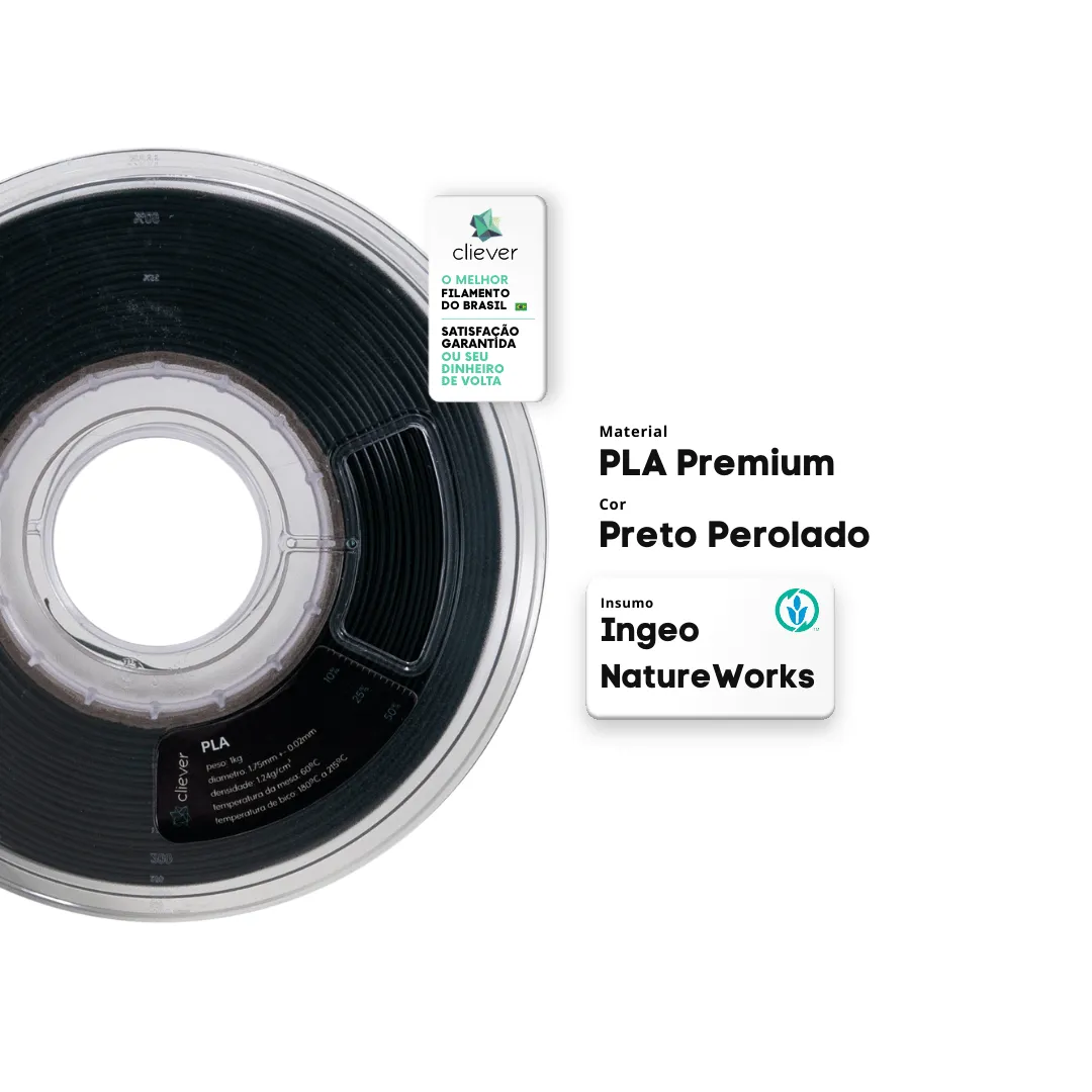 Filamento Cliever 1Kg PLA - Preto Perolado - Imagem 2