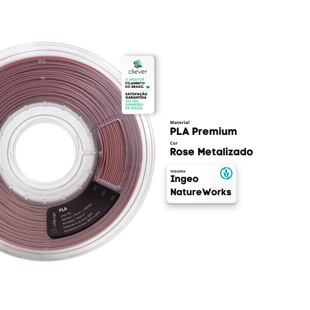 Filamento Cliever 1Kg PLA - Rose Metalizado - Imagem 2